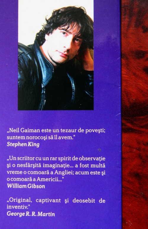 (Prezentarea autorului, Nei Gaiman, de pe coperta interioară din spate.  Foto @)